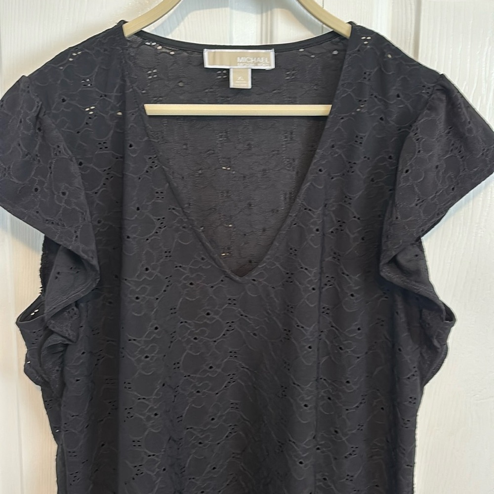 Michael Kors Black Eyelet Knit Top